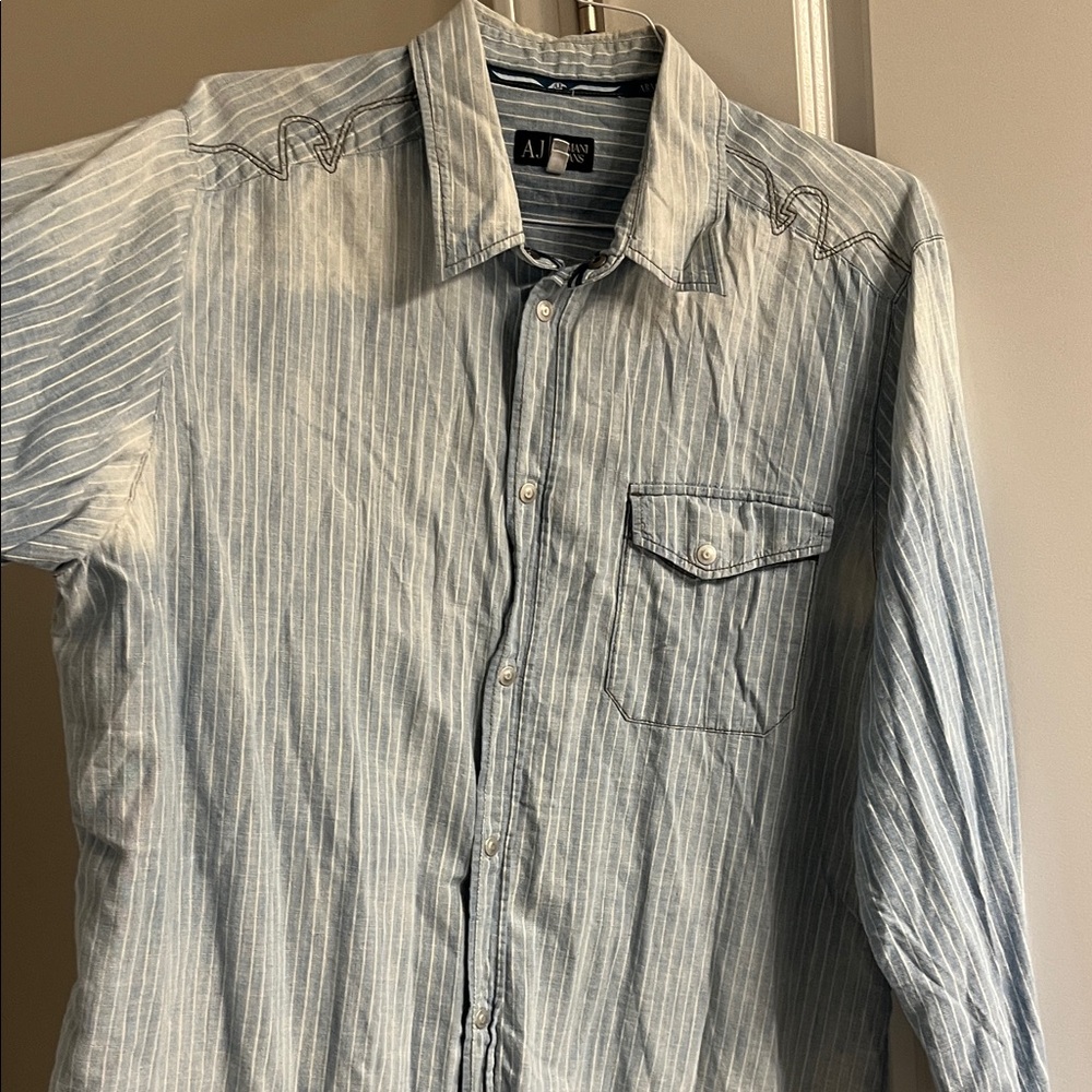Armani Jeans Light Blue Striped Shirt. READ. - Picture 10 of 10